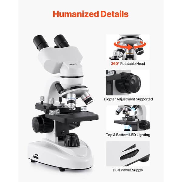VEVOR Compound Binocular Microscope, 40-2000X Magnification