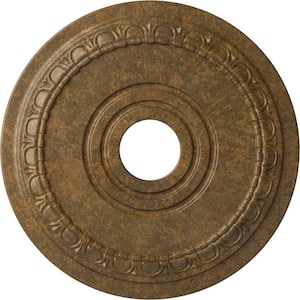 1 in. x 17-1/2 in. x 17-1/2 in. Polyurethane Munich Ceiling Medallion, Rubbed Bronze