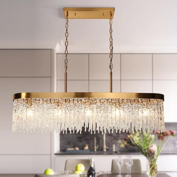 Ardanidula 5-light Plating Brass Luxury Linear Chandelier for Kitchen Island with no bulbs included