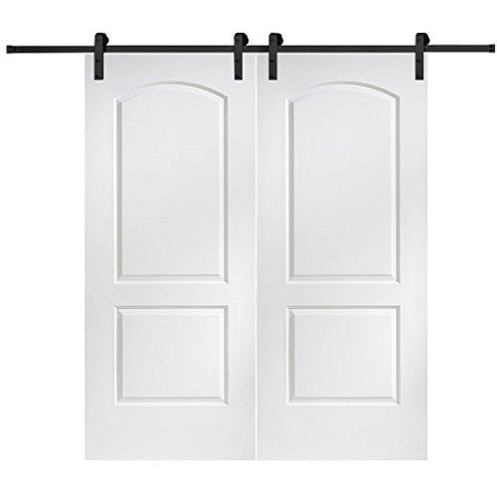 Primed Black Solid Core Bi-Parting Barn Door Kit