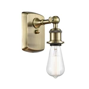 Bare Bulb 1-Light Antique Brass Wall Sconce