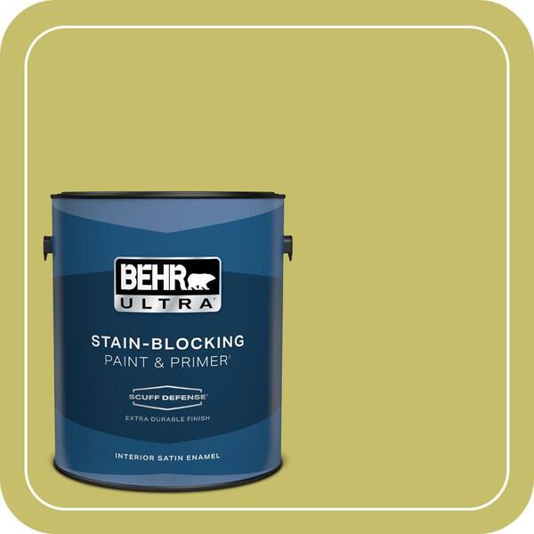 BEHR ULTRA 1 gal. #P350-5 Go Go Lime Extra Durable Satin Enamel Interior Paint & Primer