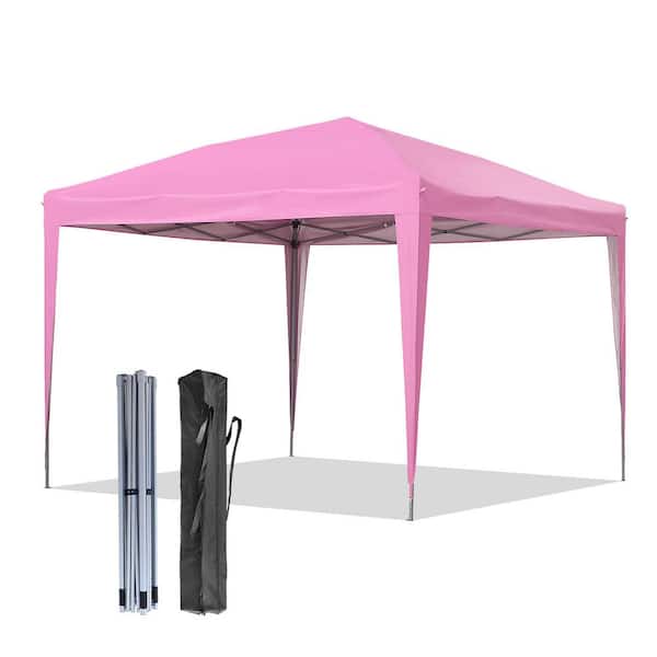 OVASTLKUY 10 ft. x 10 ft. Pink Outdoor Instant Shelter Canopy Tent Pop-Up Tent