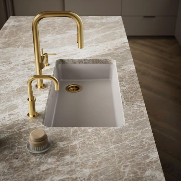 KOHLER Cairn Matte Taupe Granite Composite 33 in. Single Bowl