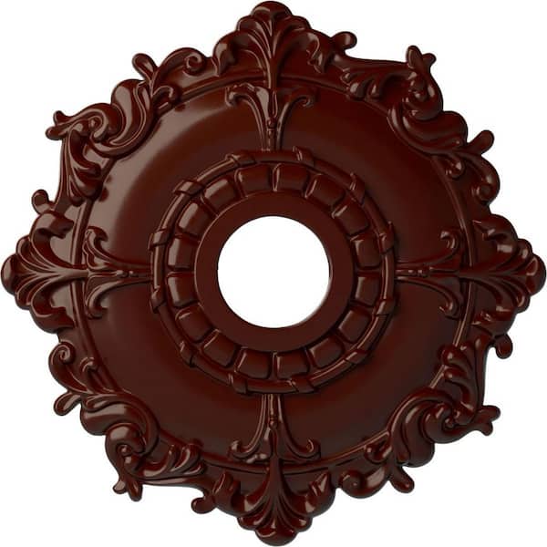 Ekena Millwork 1-1/2" x 18" x 18" Polyurethane Riley Ceiling Medallion, Brushed Mahogany