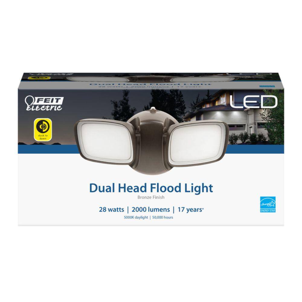 Dual Head Bronze LED Dusk to Dawn Security Flood Light