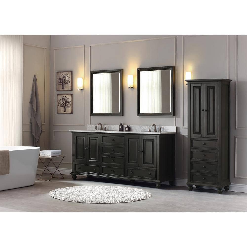 Transitional Charcoal Glaze 72" Solid Wood Double Vanity Cabinet