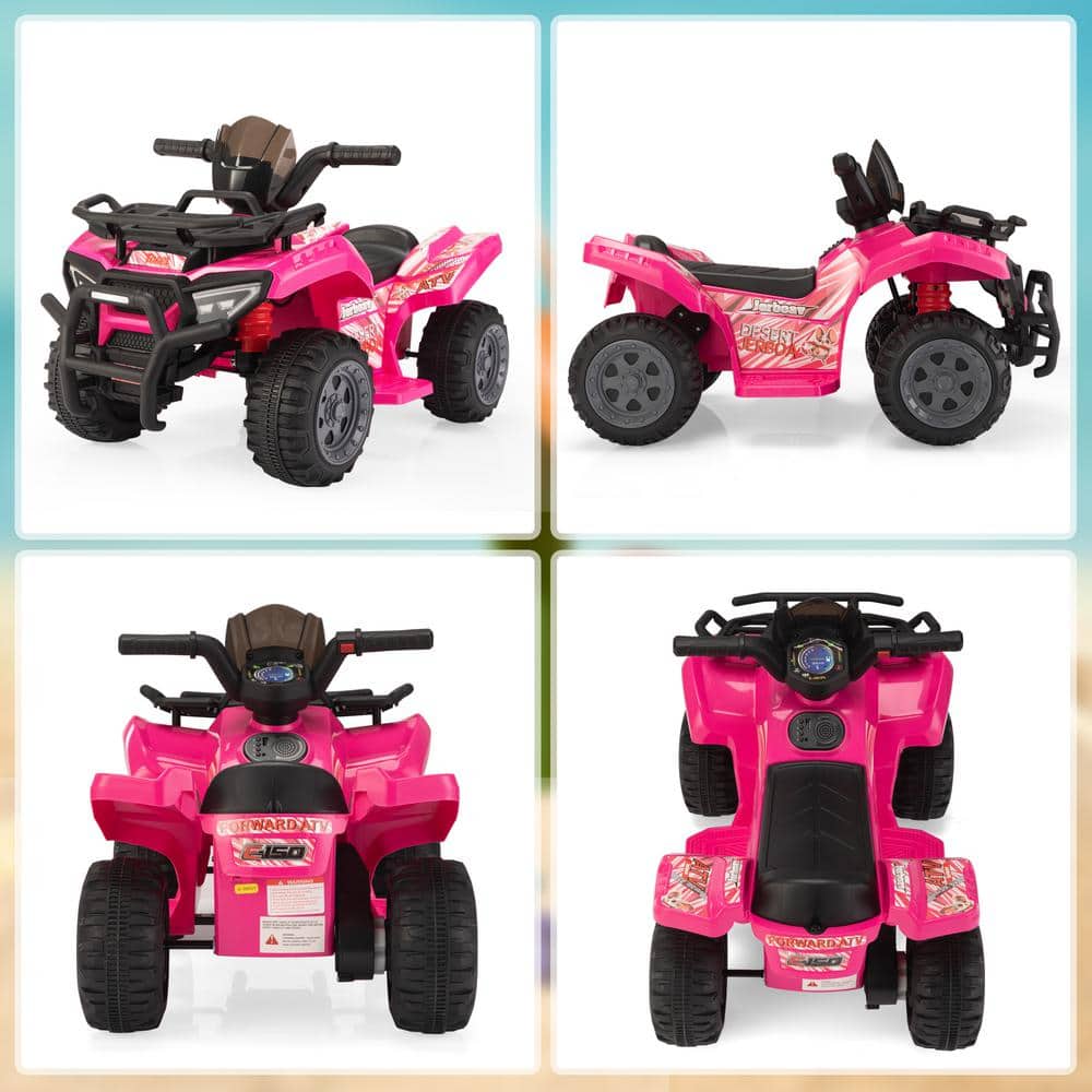 6V Pink All-Terrain Kids Quad with Music and Horn