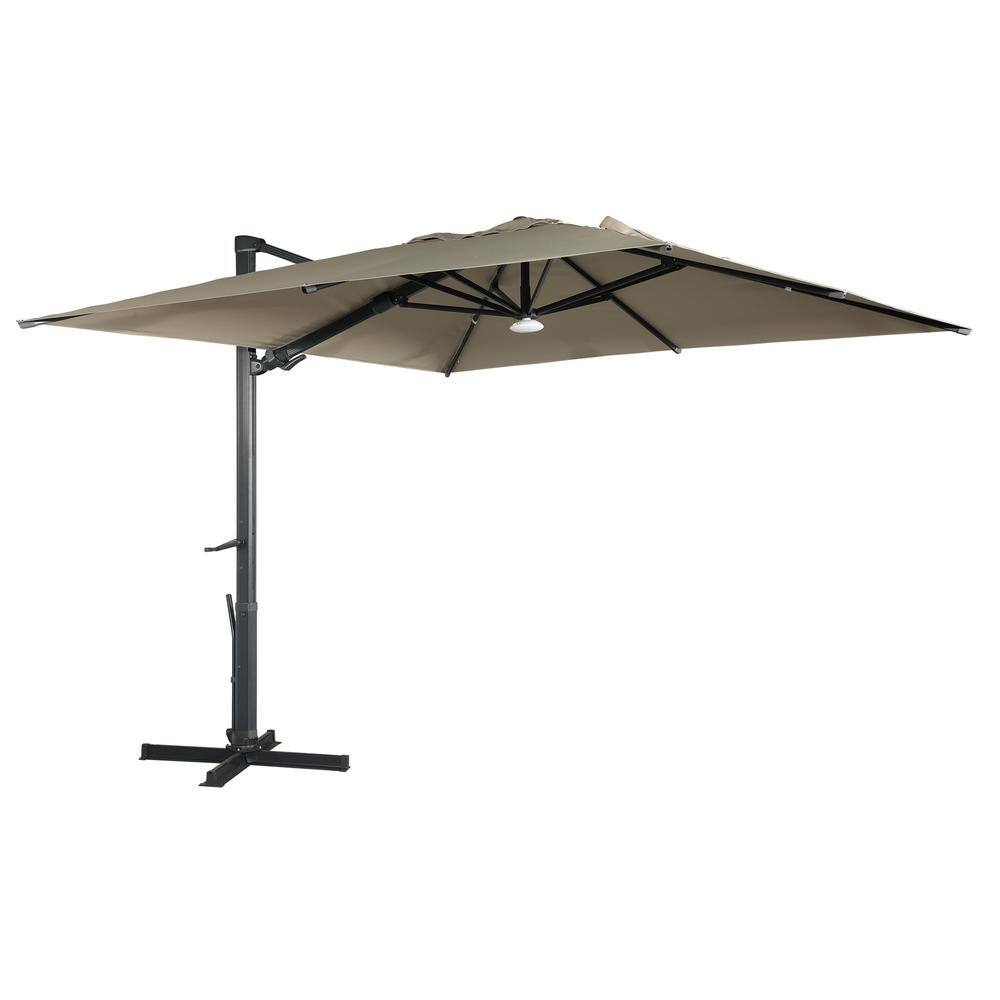 10 ft. Cantilever Umbrella Square Crank Market Umbrella Tilt Patio Umbrella with Bluetooth Lights in Tan price history on PriceWatchPro