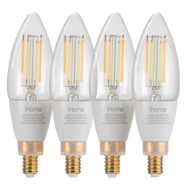 iHome Tunable White 40-Watt Equivalent G25/E26 Smart LED Edison Light Bulb, 2700K 350 Lumens (4-Pack)