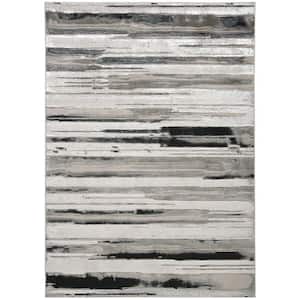 Silver Gray and Black 2 ft. x 3 ft. Abstract Area Rug