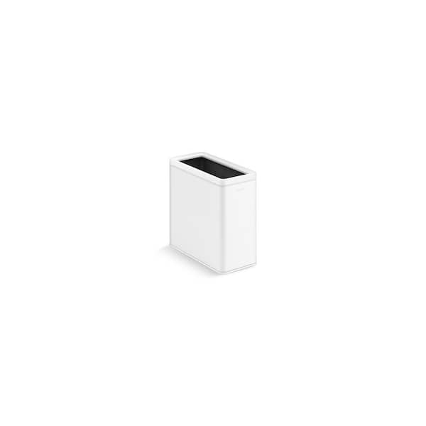 12-Liter Open-Top Trash Can in White with Polished Stainless Steel