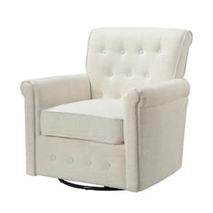 Andrin Swivel Ivory Armchair with Metal Base