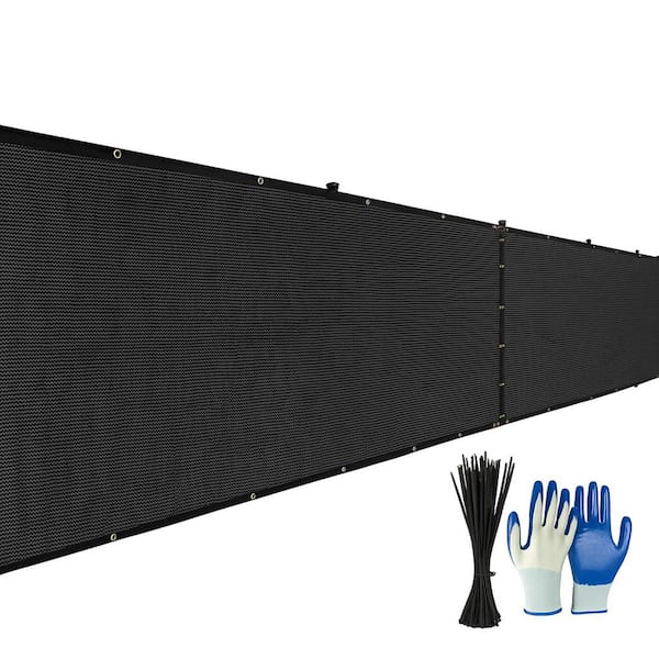 Heavy Duty 220 GSM Fence Privacy Screen 6' x 50' Black Outdoor Privacy Screen with Brass Grommet 90% Blockage