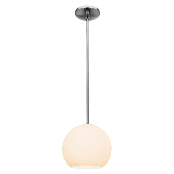Access Lighting Nitrogen 1-Light Brushed Steel Shaded Pendant Light with Glass Shade