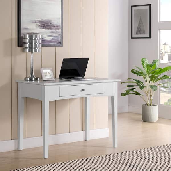 Shaker Cottage 40 in. Wood Writing Desk with Pull-Out Drawer, Keyboard/Mouse White Console Shelf for Home Office