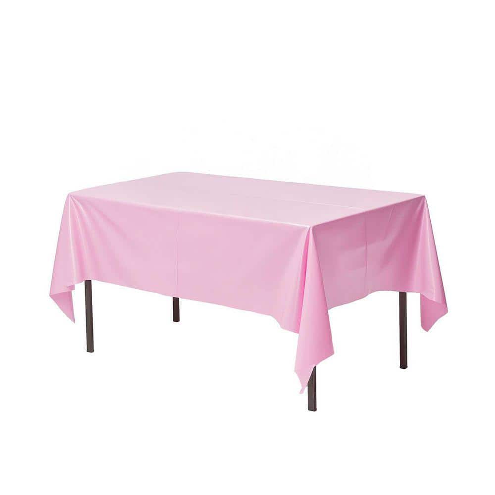 Simply Bio Pink Disposable PLA Disposable Table Cover for 6 ft. Rectangle Table (10 Per Pack)-Compositable