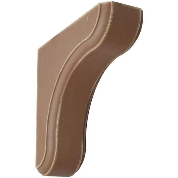 Ekena Millwork 1-3/4 in. x 5-1/2 in. x 5-1/2 in. Weathered Brown Eaton Wood Vintage Decor Bracket