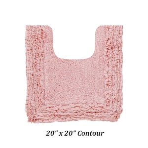Shaggy Border Collection Pink 20 in. x 20 in. Contour 100% Cotton Bath Rug