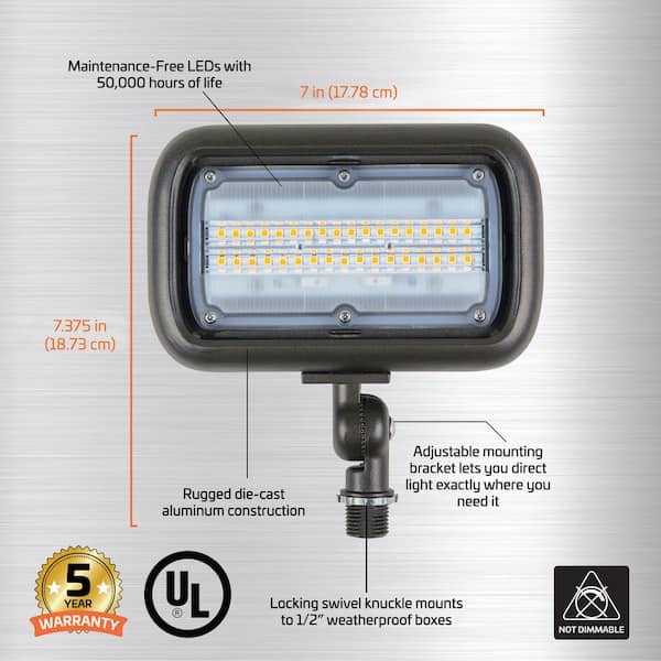 30-Watt Bronze Outdoor Integrated LED Landscape Weatherproof Wall Wash Flood Light with Adjustable Mounting Bracket 30-Watt Bronze Outdoor Integrated LED Landscape Weatherproof Wall Wash Flood Light with Adjustable Mounting Bracket