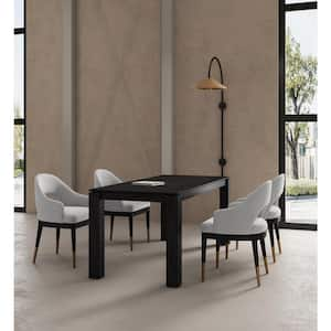 Rockaway and Carrington 5-Piece Rectangle Black and Light Gray Ash Wood Top Dining Room Set Seats 4