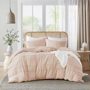 Porter 2-Piece Blush Microfiber Twin/Twin XL Soft Washed Pleated Duvet Cover Set