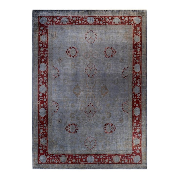 Overdyed Gray 9 ft. 1 in. x 12 ft. 7 in. Wool Indoor Area Rug