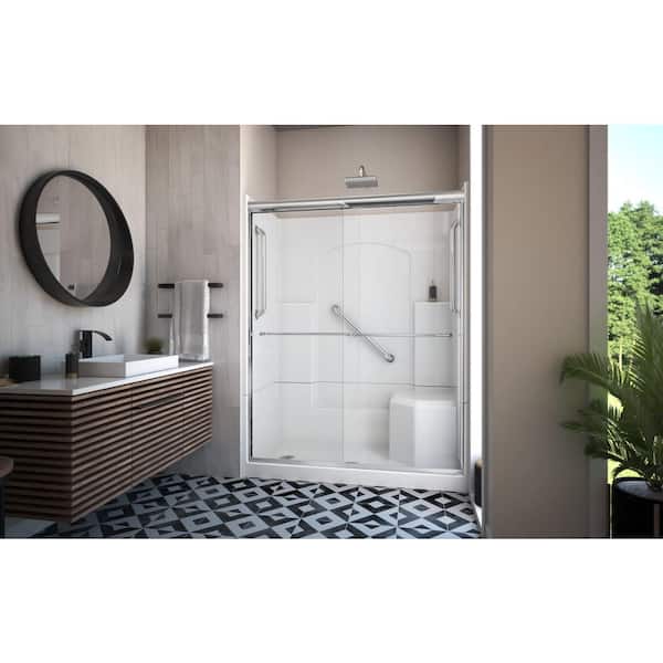 Accessible Living Alliance Plus 60 in. L x 32 in. W x 77.5 in. H Alcove Left Drain Shower Door Kit in Chrome