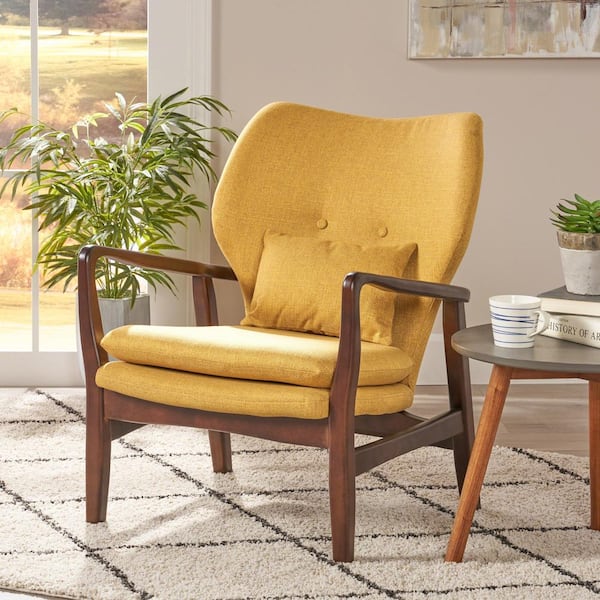 Noble House Mustard Fabric Club Chair (Set of 1)