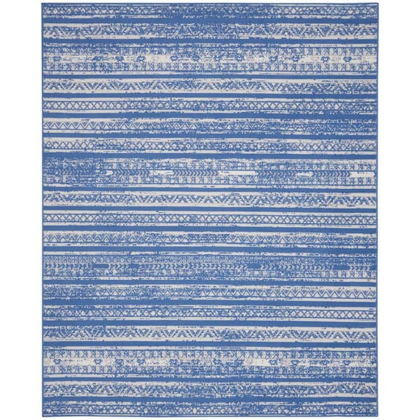 Nourison Whimsicle Light Blue Ivory 8 ft. x 10 ft. Abstract Contemporary Area Rug