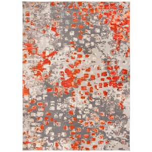 Monaco Gray/Orange 8 ft. x 10 ft. Geometric Area Rug