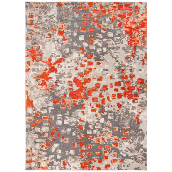 SAFAVIEH Monaco Gray/Orange 8 ft. x 10 ft. Geometric Area Rug