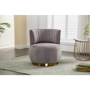 Gray Velvet 360° Swivel Accent Sofa Chair for Living Room Bedroom, Office