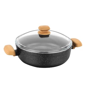 Montana 2-Piece 4 Liter Aluminum Nonstick Low Casserole Dish with Lid and Faux Wood Handles
