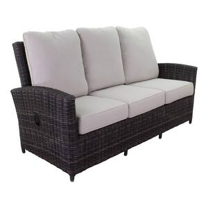 Chelshire Aluminum Outdoor Recliner Sofa with Beige Cushions