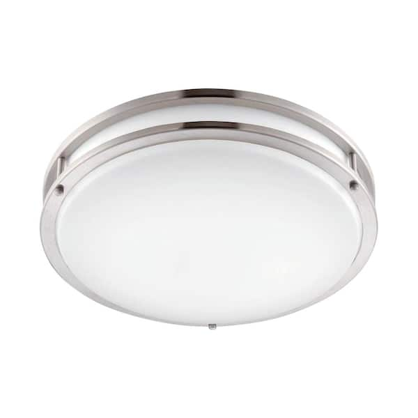 EnviroLite 10 in. Brushed Nickel LED Ceiling Light Low-Profile Flush Mount Bright White