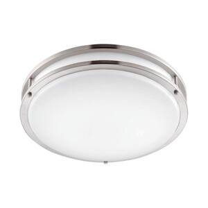 16 in. 1-Light Brushed Nickel Selectable Dimmable LED Flush Mount