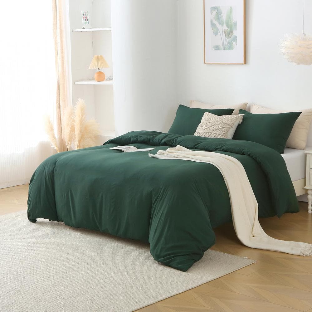 Emerald Green King Size Polyester Duvet Cover Set