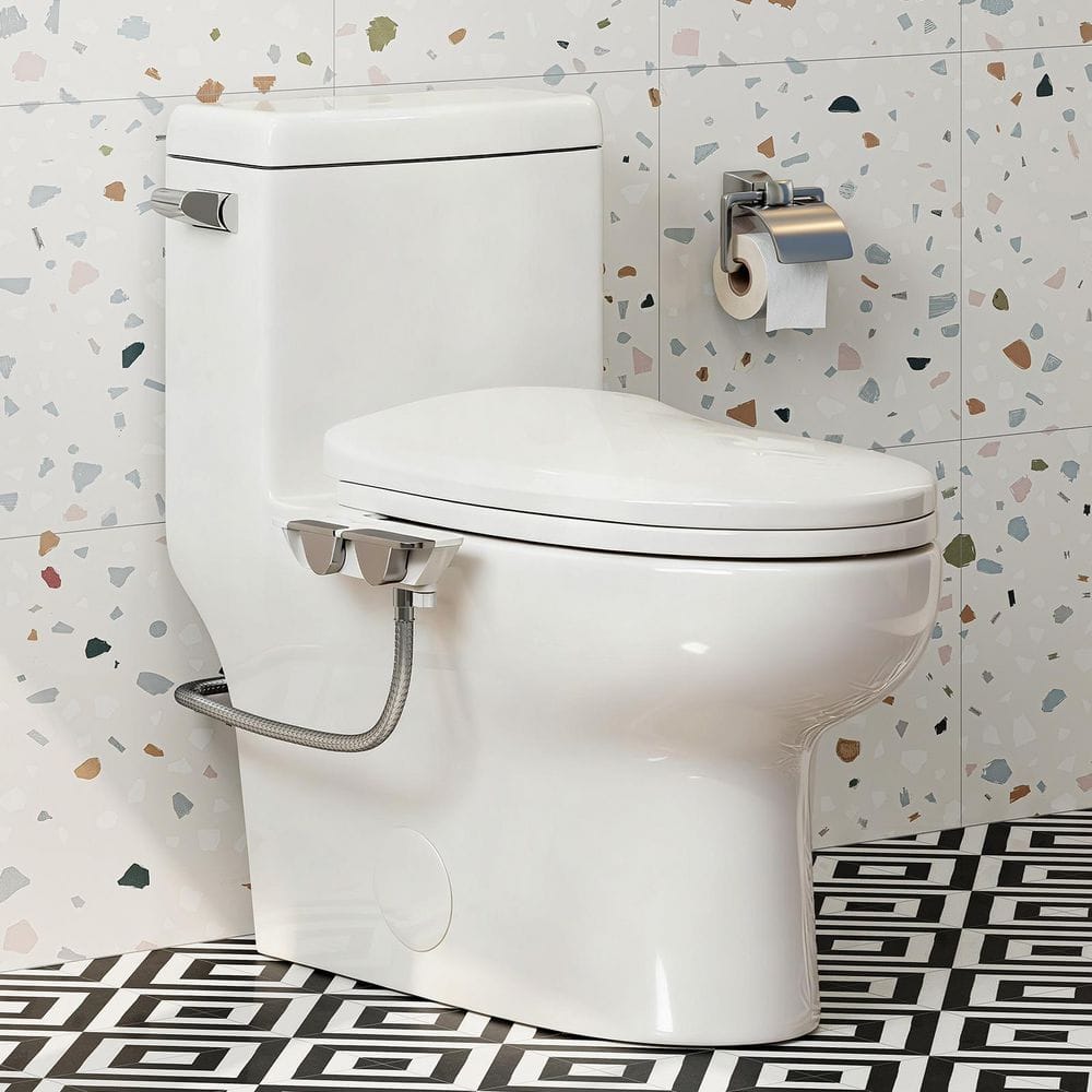 1.28 GPF Single Flush 1-Piece Elongated Toilet Combo in White with Non-Electric Warm Bidet Attachment, Hygiene Guard price history on PriceWatchPro