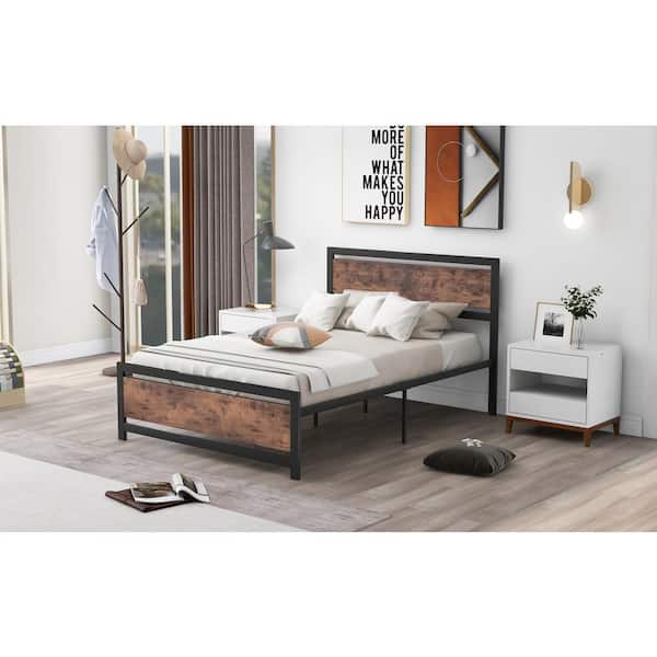 ANBAZAR Full Size Platform Bed with Headboard and Footboard, Metal Full Kid Bed Frame with Strong Steel Slats 00288ANNA - The Home Depot