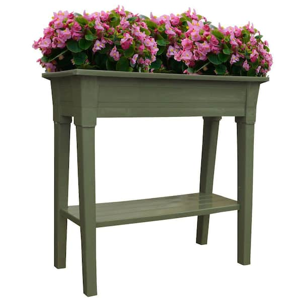 Adams Manufacturing 36 in. x 15 in. Sage Deluxe Resin Garden Planter