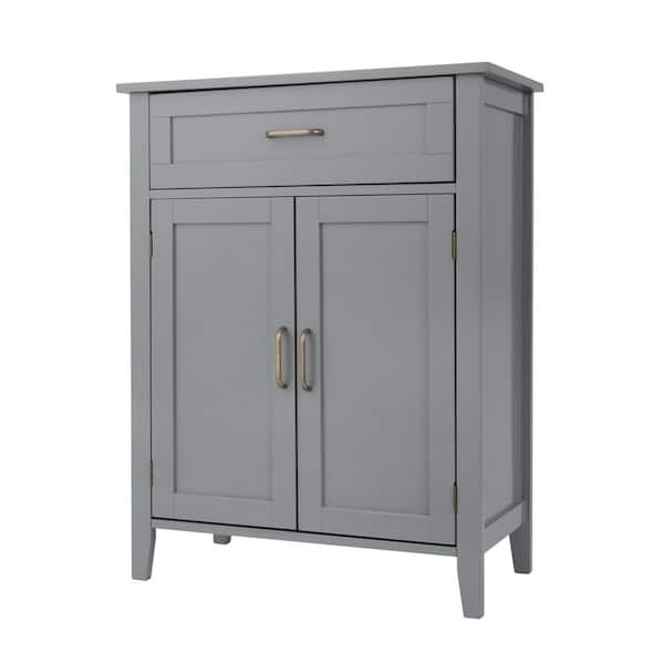 Mercer Mid Century Modern 25.96 in. W x 13 in. D x 33.6 in. H Grey Wooden Floor Storage Linen Cabinet
