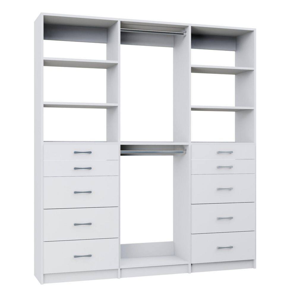 Alto Collection 73.5 in. W White Tower System 2 5-Drawer and Double Hang 13-Shelf Wood Closet System price history on PriceWatchPro