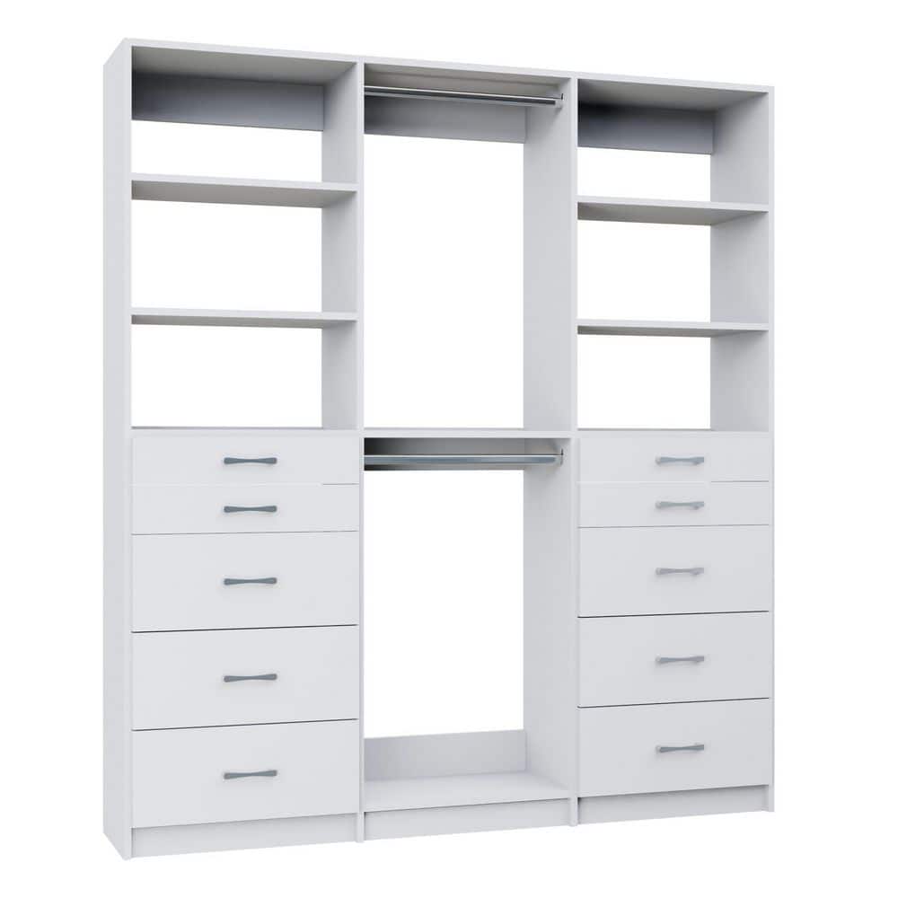 Alto Collection 99 in. W White Tower System 2 5-Drawer and Double Hang 13-Shelf Wood Closet System price history on PriceWatchPro