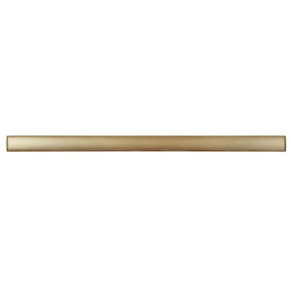 Merola Tile Glasstello Pearl Champagne 5/8 in. x 11-3/4 in. Glass Over Porcelain Wall Trim Tile