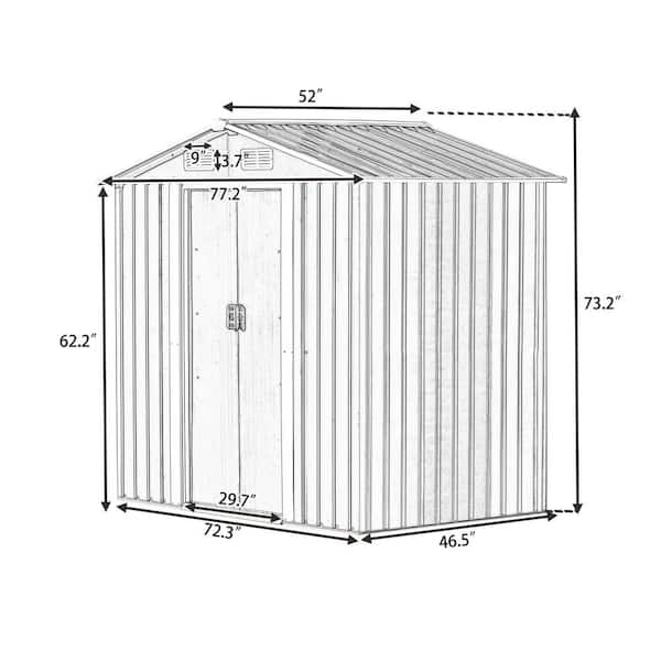 6' x 4' Outdoor Metal Storage Shed, Outdoor Storage Clearance Lockable Door, Tool Shed iYofe