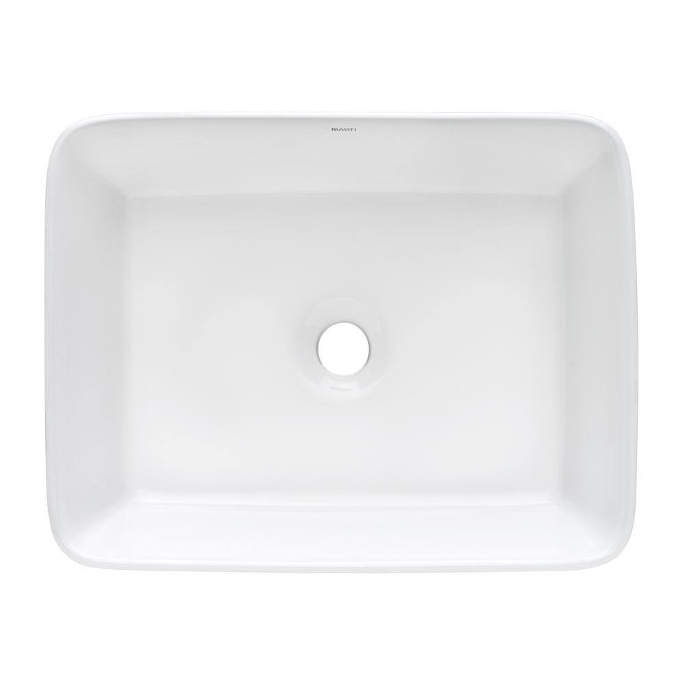 Ruvati 19'' White Ceramic Rectangular Above-Counter Vessel Sink