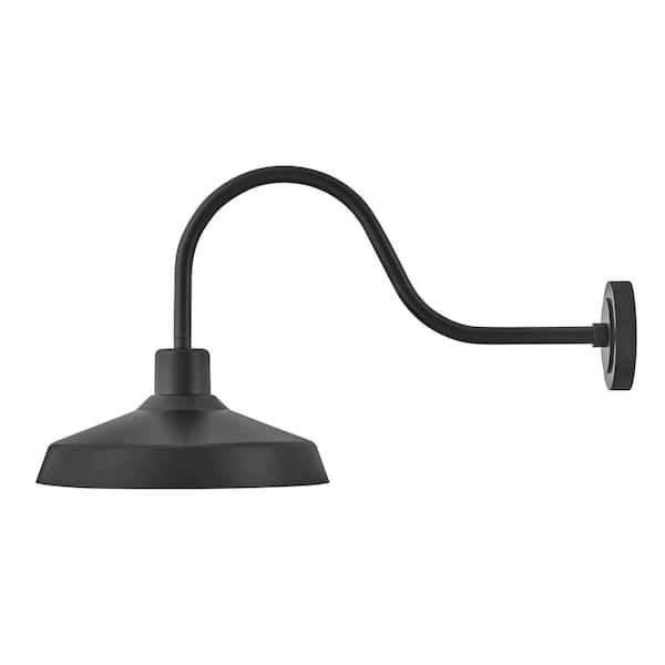 HINKLEY Forge 1-Light Black Hardwired Outdoor Wall Lantern Sconce