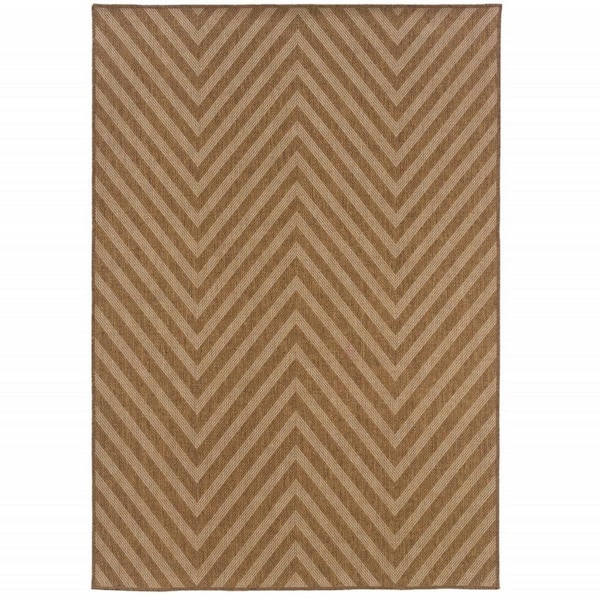 Tan 4 ft. x 6 ft. Loomed Polypropylene Rectangle Indoor/Outdoor Area Rug