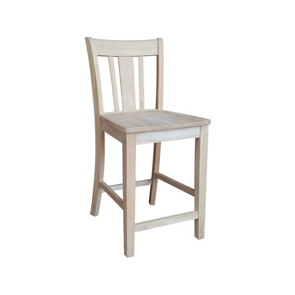 International Concepts 24 in. Unfinished Wood Bar Stool S-102 - The ...